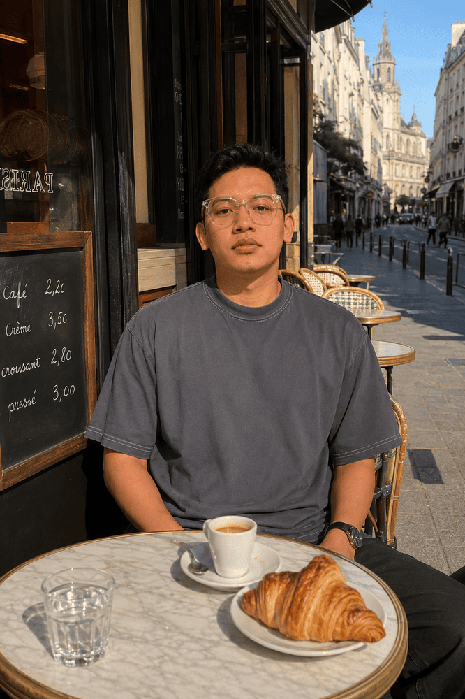 Prompt Pose Santai Cafe Paris